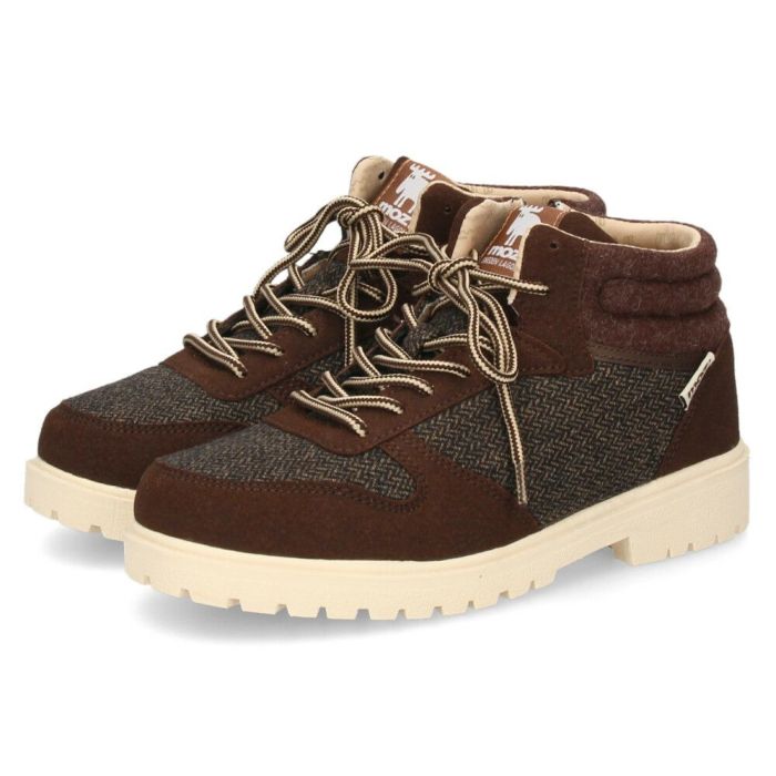 moz モズ ブーツ レディース 防水 撥水 靴 シューズ スニーカー ハイカット レースアップ ツイード  402507 アウトドア 冬 雪 雨 アンクル丈