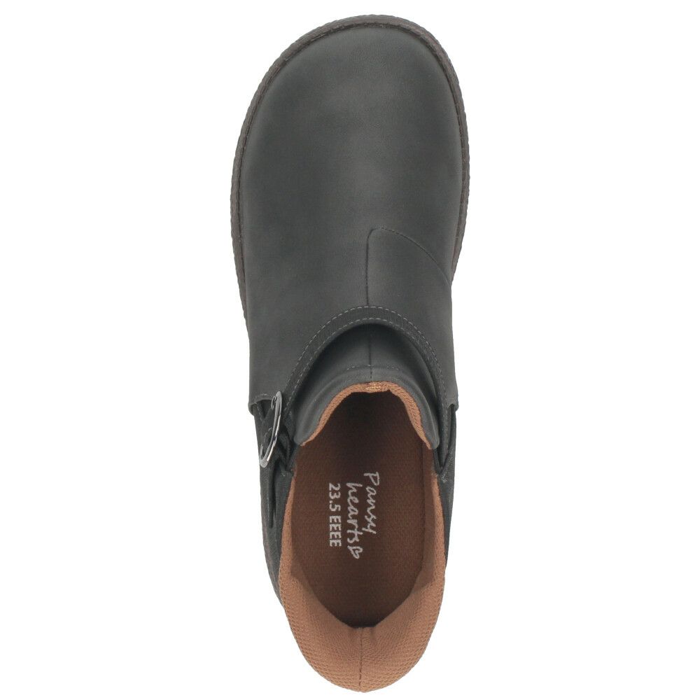 ブーツ レディース 歩きやすい 滑らない ショートブーツ ハンズフリー 手を使わずに履ける 靴 防水 防滑 4E 幅広 ゆったり 黒 Pansy パンジー パンジーハーツ PS1540