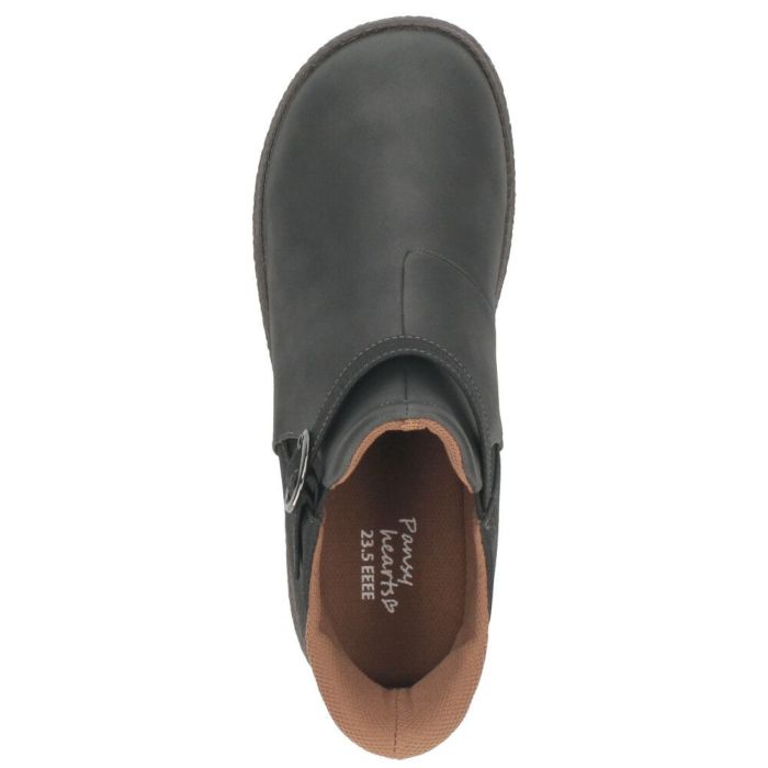 ブーツ レディース 歩きやすい 滑らない ショートブーツ ハンズフリー 手を使わずに履ける 靴 防水 防滑 4E 幅広 ゆったり 黒 Pansy パンジー パンジーハーツ PS1540