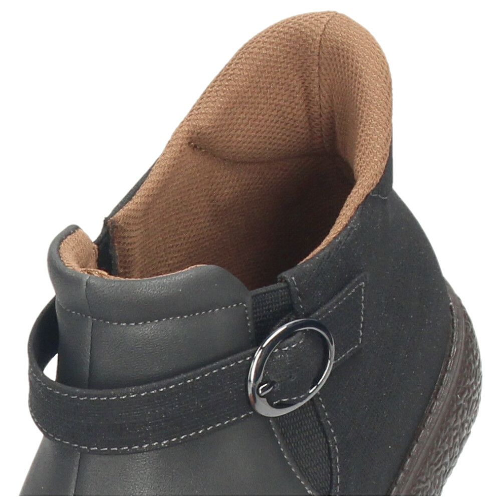 ブーツ レディース 歩きやすい 滑らない ショートブーツ ハンズフリー 手を使わずに履ける 靴 防水 防滑 4E 幅広 ゆったり 黒 Pansy パンジー パンジーハーツ PS1540