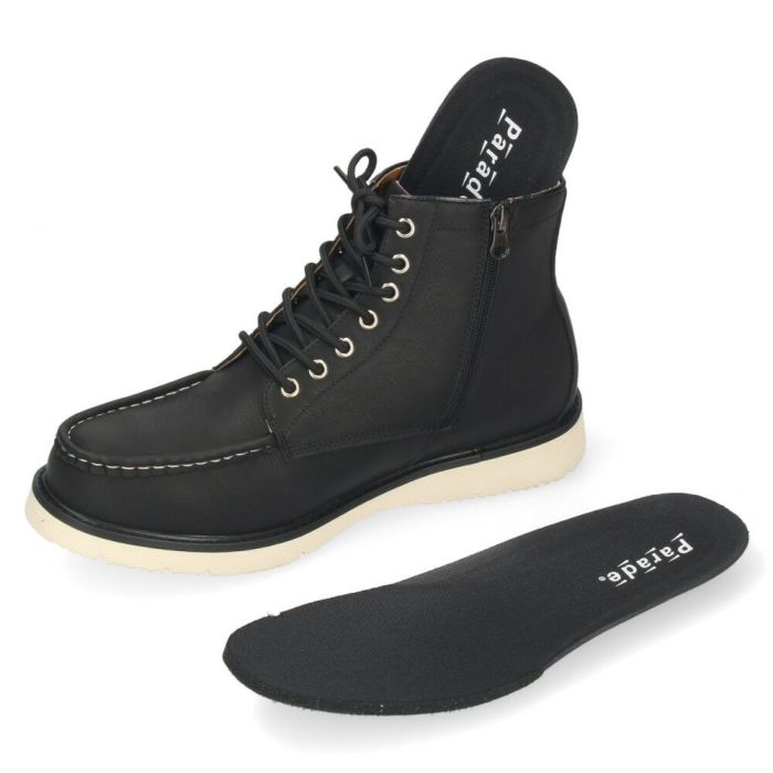 ブーツ メンズ 防水 防滑 黒 ハイカット 紐 レースアップ サイドジップ ブラック ブラウン 合皮 雨 雪 歩きやすい 滑りにくい パレード 4830 Parade