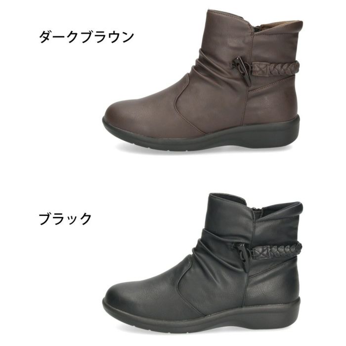 ショートブーツ レディース ブーツ 防水 防寒 幅広 4E ゆったり 黒 ブラック 晴雨兼用 履きやすい 柔らかい ローヒール Parade パレード 52907