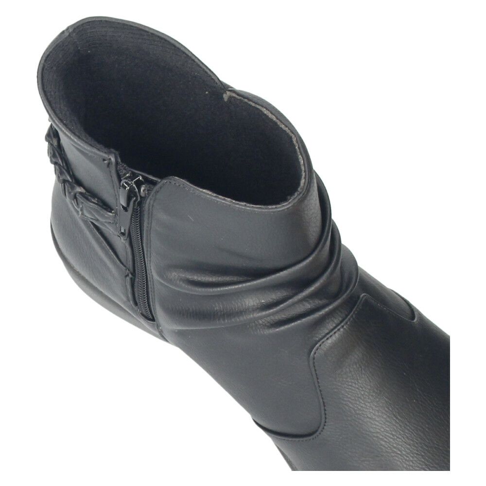 ショートブーツ レディース ブーツ 防水 防寒 幅広 4E ゆったり 黒 ブラック 晴雨兼用 履きやすい 柔らかい ローヒール Parade パレード 52907