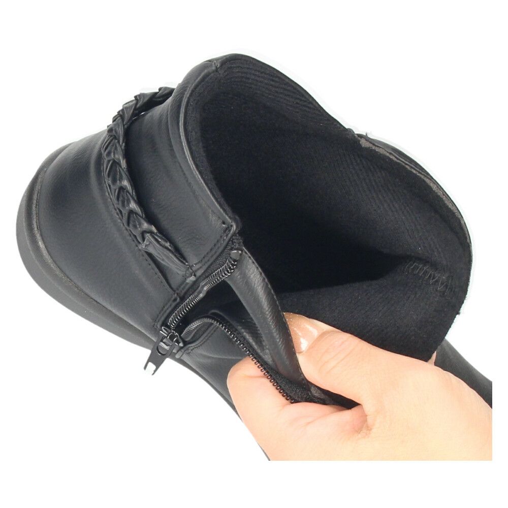 ショートブーツ レディース ブーツ 防水 防寒 幅広 4E ゆったり 黒 ブラック 晴雨兼用 履きやすい 柔らかい ローヒール Parade パレード 52907