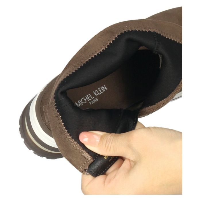 ブーツ レディース ショートブーツ 靴 黒 ブラック ミドルブーツ クッション性 幅広 撥水 サイドジップ ヒール エアークッション 厚底 ミッシェルクラン 5037 MK MICHEL KLEIN