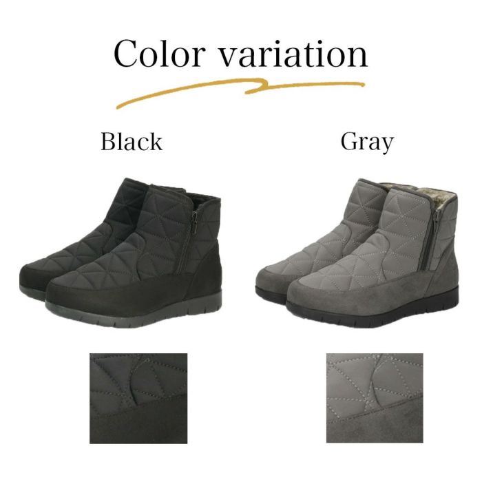 ブーツ 防寒 ボア 防水 ショートブーツ レディース 幅広 3E ゆったり スノーブーツ 冬 雪 黒 ブラック 晴雨兼用 あたたかい 履きやすい サイドジップ パレード 52901 Parade