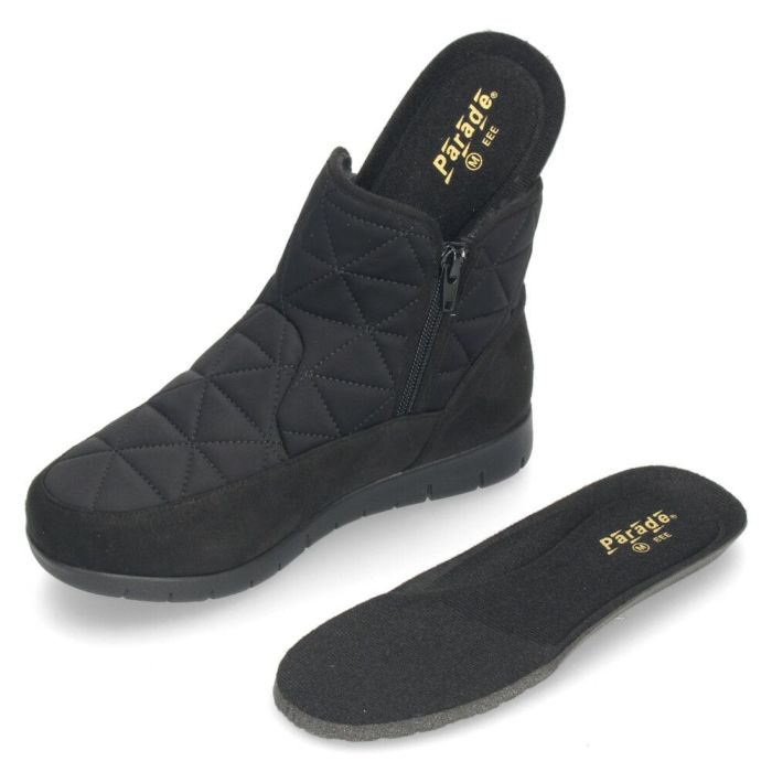 ショートブーツ レディース ブーツ 防水 防寒 幅広 3E ゆったり 黒 ブラック 晴雨兼用 あたたかい 履きやすい サイドジップ パレード 52901 Parade