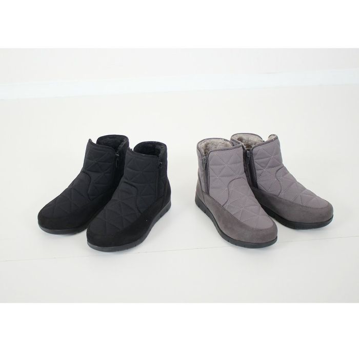 ブーツ 防寒 ボア 防水 ショートブーツ レディース 幅広 3E ゆったり スノーブーツ 冬 雪 黒 ブラック 晴雨兼用 あたたかい 履きやすい サイドジップ パレード 52901 Parade