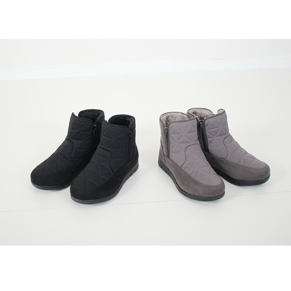 ブーツ 防寒 ボア 防水 ショートブーツ レディース 幅広 3E ゆったり スノーブーツ 冬 雪 黒 ブラック 晴雨兼用 あたたかい 履きやすい サイドジップ パレード 52901 Parade