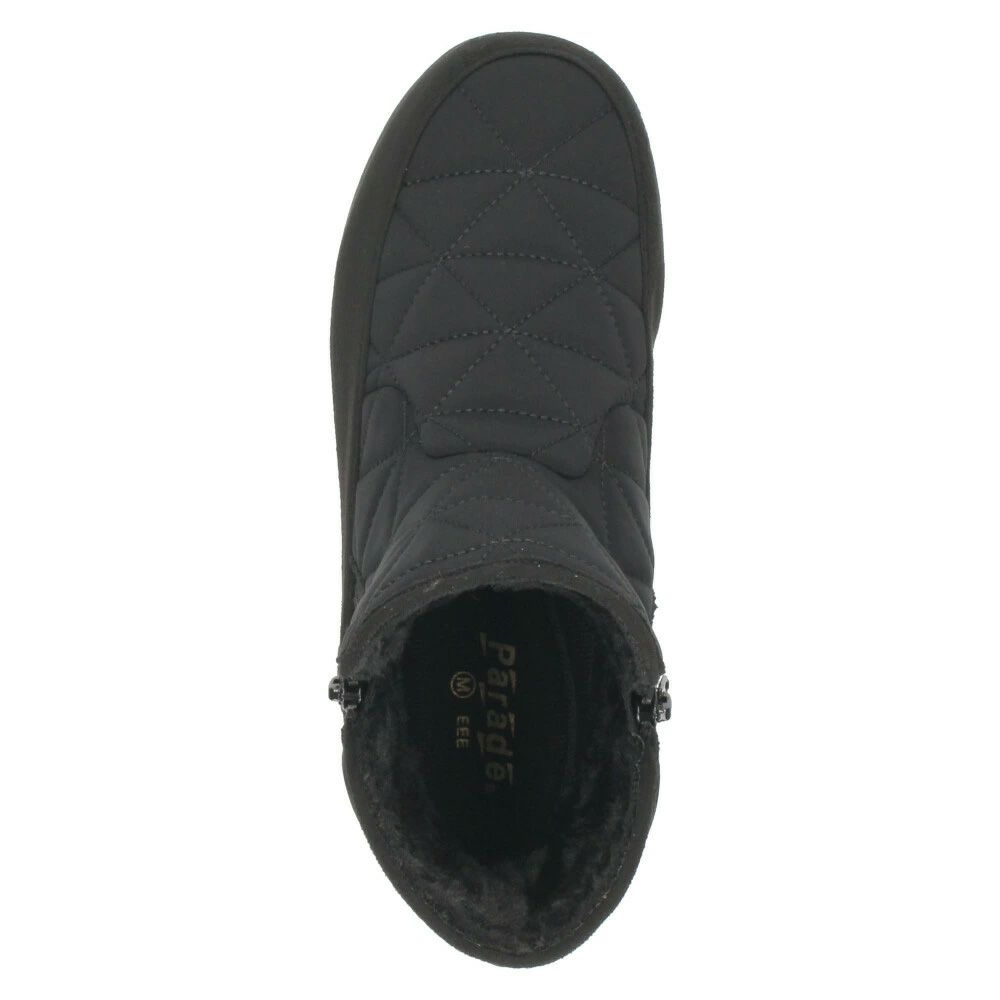 ブーツ 防寒 ボア 防水 ショートブーツ レディース 幅広 3E ゆったり スノーブーツ 冬 雪 黒 ブラック 晴雨兼用 あたたかい 履きやすい サイドジップ パレード 52901 Parade