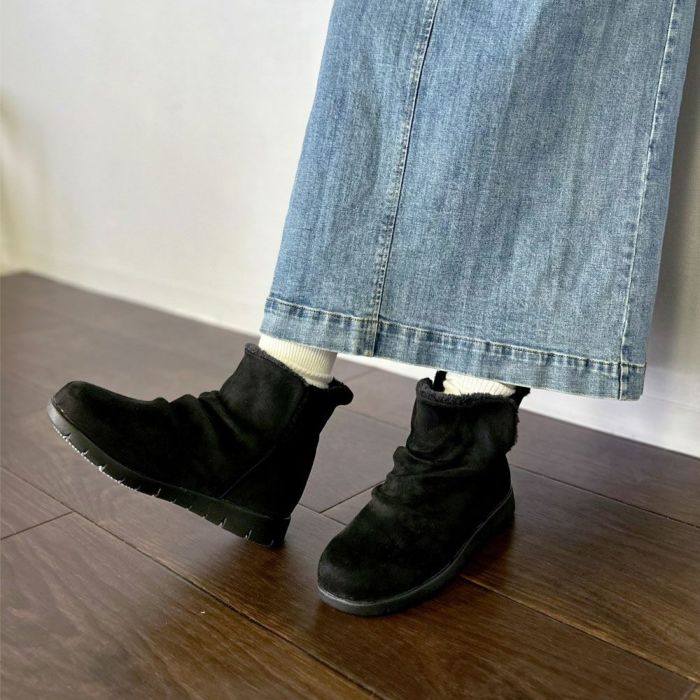 ブーツ レディース 幅広 防水 靴 ショートブーツ 3E あったかい 保温 履きやすい おしゃれ かわいい シンプル ローヒール 冬 晴雨兼用 黒 ブラック 茶色 ブラウン カーキ パレード 52909 Parade