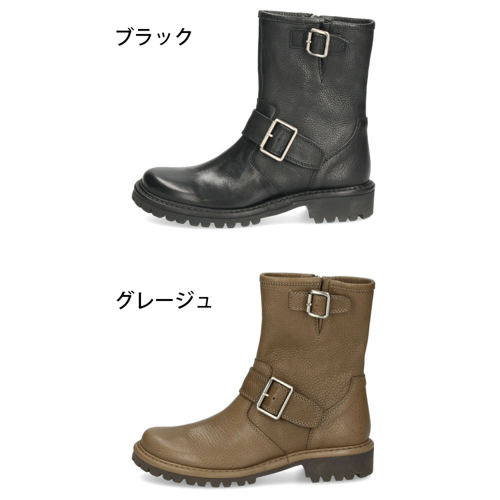 ブーツ レディース 歩きやすい 本革 履きやすい エンジニアブーツ 3cm ヒール 日本製 ミドル丈 黒 ブラック SAYA サヤ 51282
