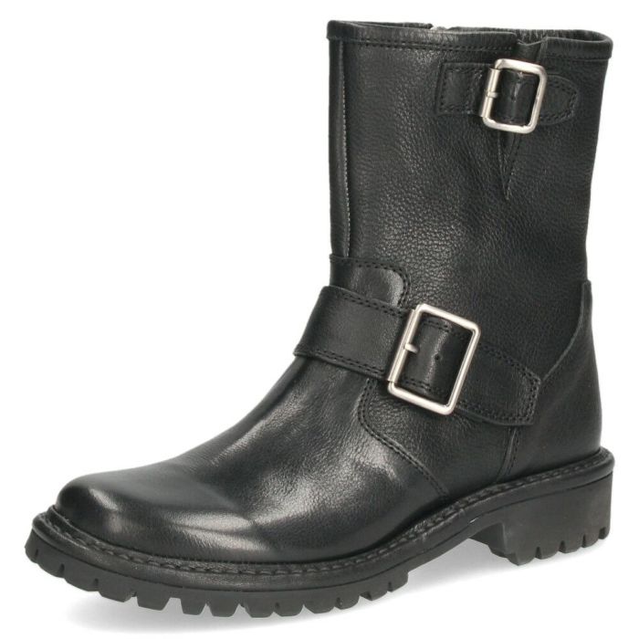 ブーツ レディース 歩きやすい 本革 履きやすい エンジニアブーツ 3cm ヒール 日本製 ミドル丈 黒 ブラック SAYA サヤ 51282