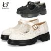 カジュアルシューズ レディース 靴 軽量 厚底 レース ストラップシューズ おしゃれ かわいい 疲れにくい ｂyあしながおじさん 8940329 ブラック 黒 アイボリー