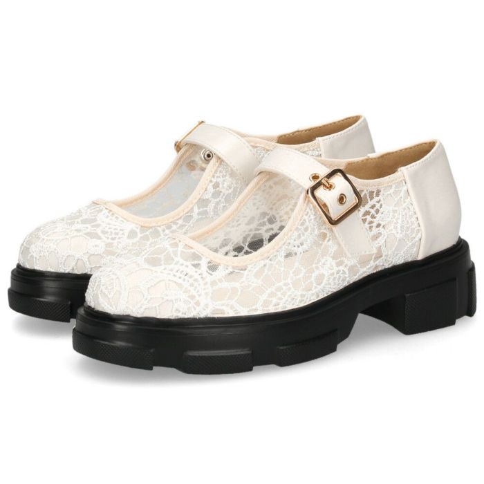 カジュアルシューズ レディース 靴 軽量 厚底 レース ストラップシューズ おしゃれ かわいい 疲れにくい ｂyあしながおじさん 8940329 ブラック 黒 アイボリー