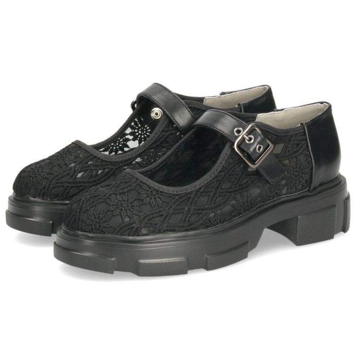 カジュアルシューズ レディース 靴 軽量 厚底 レース ストラップシューズ おしゃれ かわいい 疲れにくい ｂyあしながおじさん 8940329 ブラック 黒 アイボリー