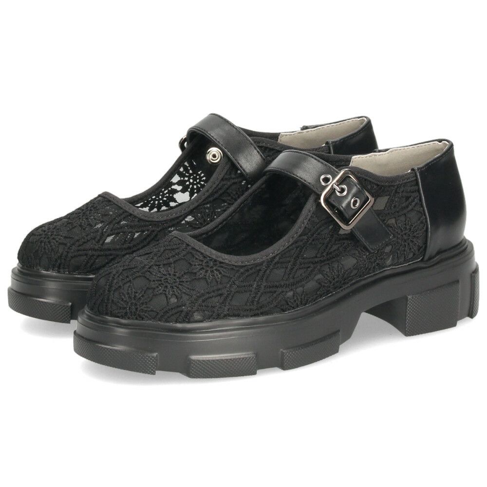 カジュアルシューズ レディース 靴 軽量 厚底 レース ストラップシューズ おしゃれ かわいい 疲れにくい ｂyあしながおじさん 8940329 ブラック 黒 アイボリー