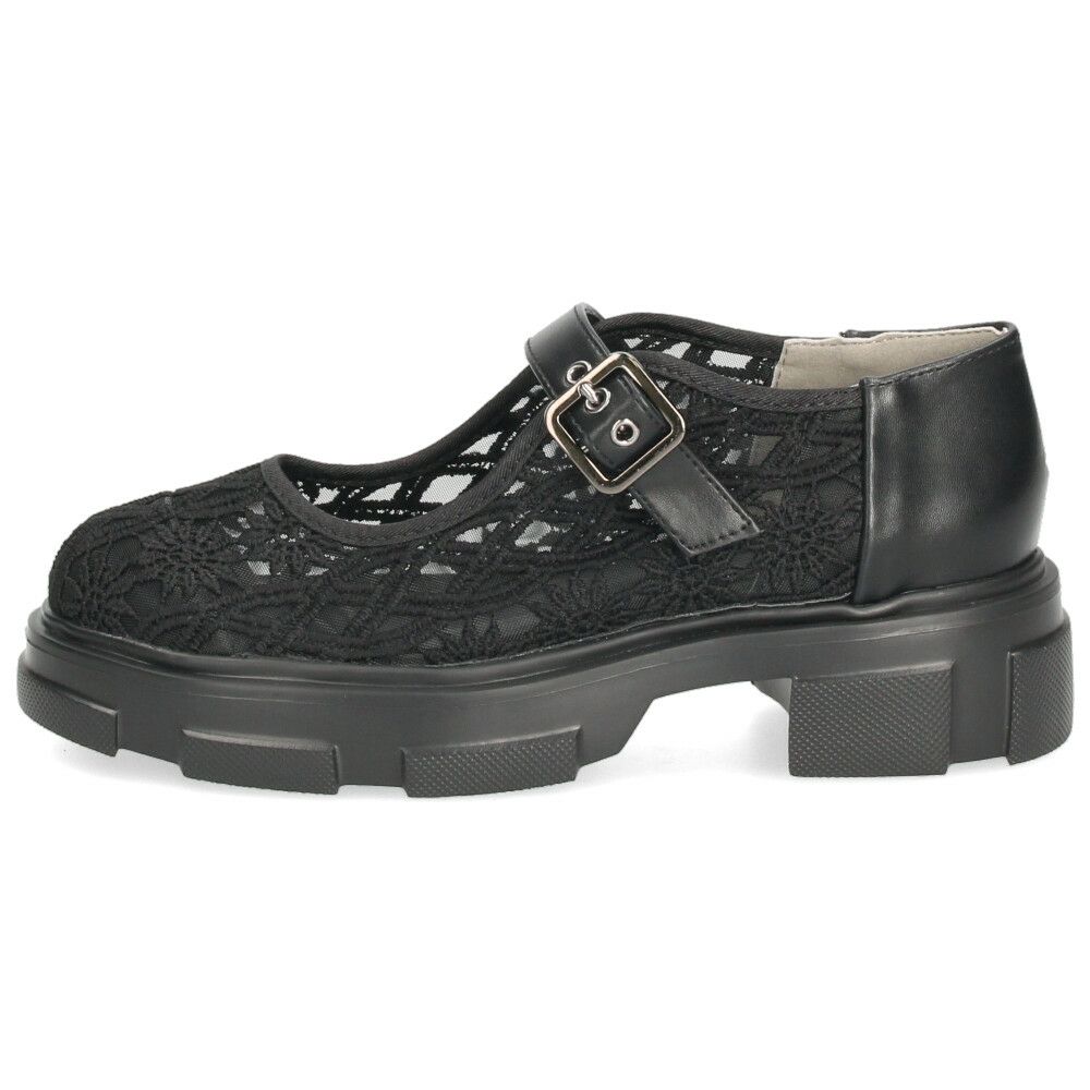 カジュアルシューズ レディース 靴 軽量 厚底 レース ストラップシューズ おしゃれ かわいい 疲れにくい ｂyあしながおじさん 8940329 ブラック 黒 アイボリー