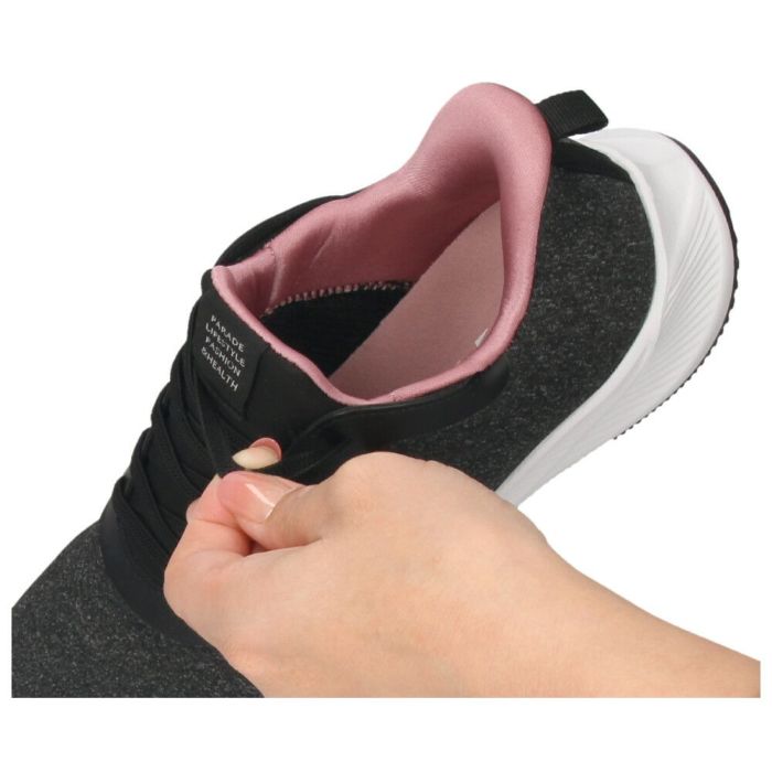 スリッポン レディース スニーカー 撥水 軽量 屈曲性 手を使わず履ける 黒 ブラック 軽い ハンズフリー パレード 楽すぽっ 51708 Parade