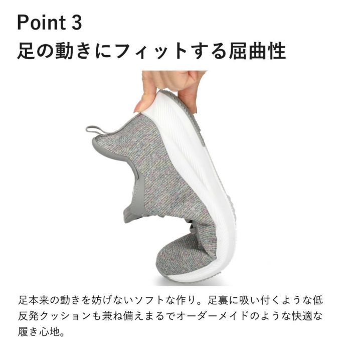 手を使わずに履ける 靴 レディース スニーカー ハンズフリー スリッポン 履きやすい 歩きやすい 軽量 ゴム紐 通勤 通学 楽すぽっ パレード Parade 51711