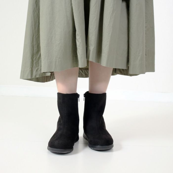 ショートブーツ レディース 暖かい 歩きやすい 柔らかい ブーツ 防水 幅広 3E ゆったり きれいめ 軽い 靴 黒 ブラック Parade パレード 52910