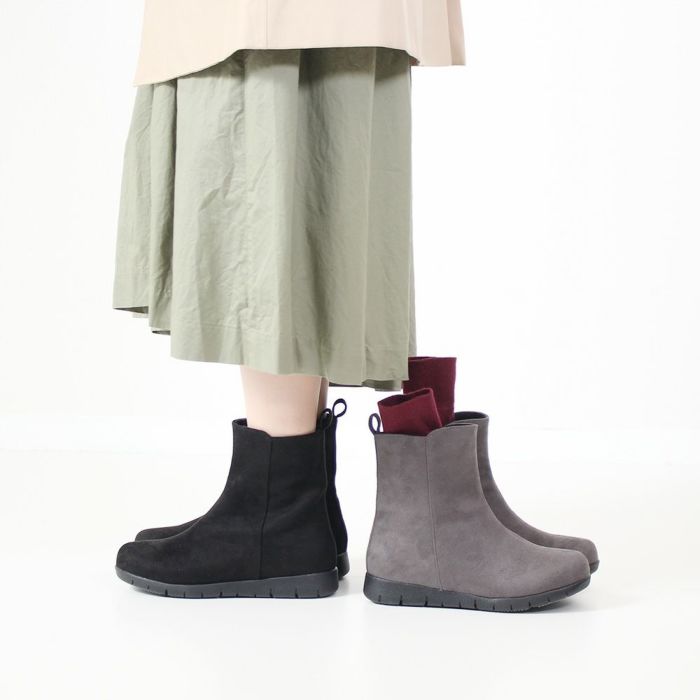 ショートブーツ レディース 暖かい 歩きやすい 柔らかい ブーツ 防水 幅広 3E ゆったり きれいめ 軽い 靴 黒 ブラック Parade パレード 52910