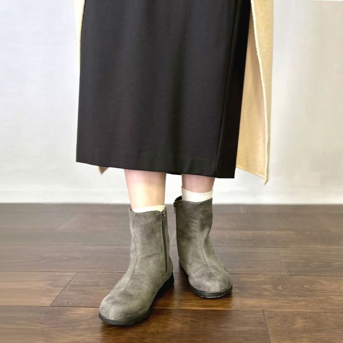 ショートブーツ レディース 歩きやすい 柔らかい ブーツ 防水 幅広 3E ゆったり 暖かい きれいめ 軽い 靴 黒 ブラック Parade パレード 52910