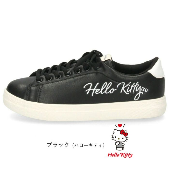 サンリオ スニーカー レディース 黒 白 軽量 ハローキティ マイメロディ シナモロール クロミ 通勤 通学 シューズ おしゃれ 靴 1501 サンリオキャラクターズ SANRIO CHARACTERS