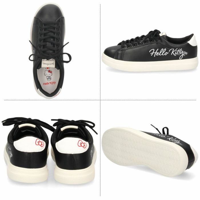 サンリオ スニーカー レディース 黒 白 軽量 ハローキティ マイメロディ シナモロール クロミ 通勤 通学 シューズ おしゃれ 靴 1501 サンリオキャラクターズ SANRIO CHARACTERS