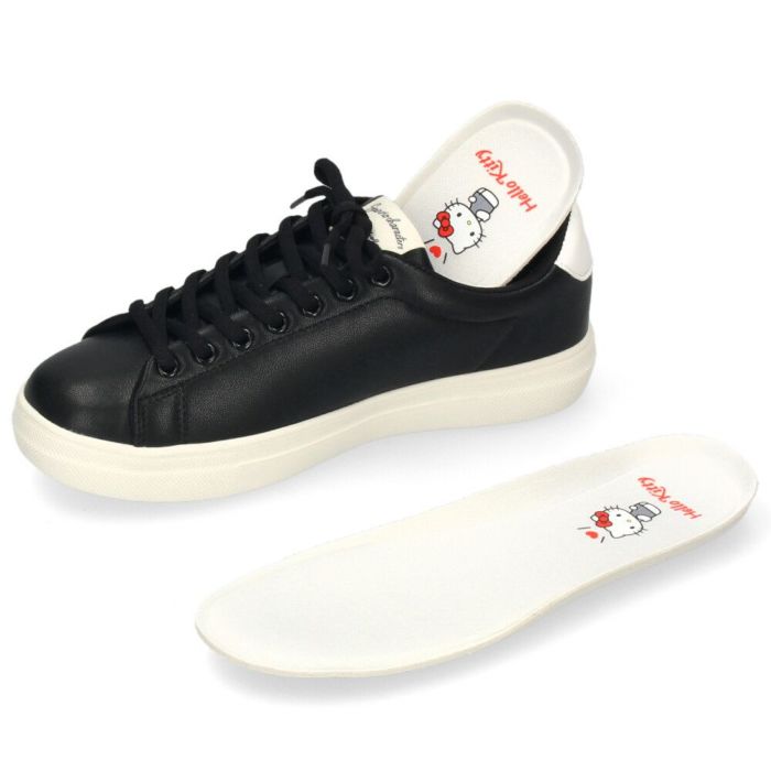 サンリオ スニーカー レディース 黒 白 軽量 ハローキティ マイメロディ シナモロール クロミ 通勤 通学 シューズ おしゃれ 靴 1501 サンリオキャラクターズ SANRIO CHARACTERS