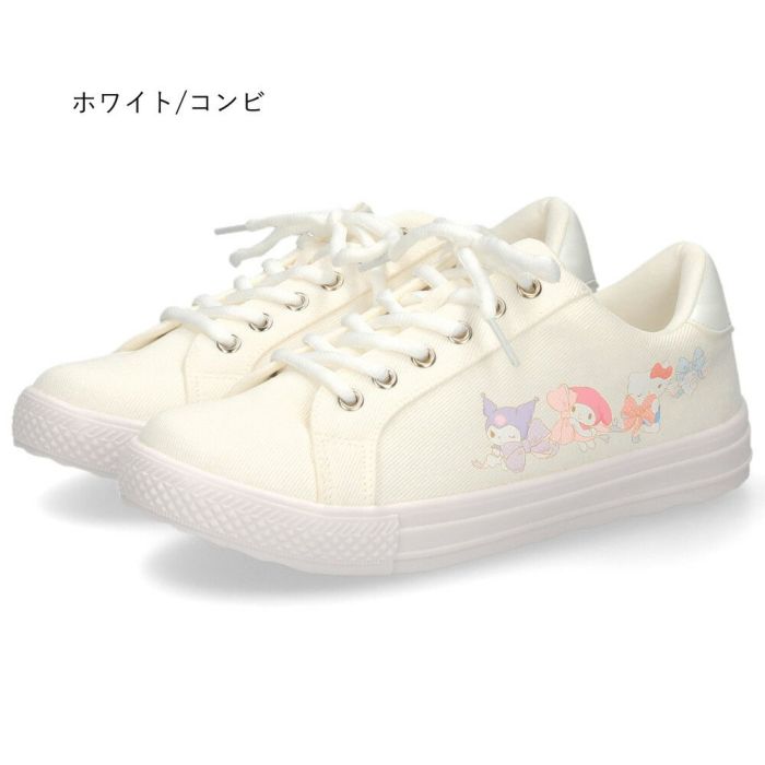 サンリオ スニーカー レディース 黒 白 軽量 ハローキティ マイメロディ シナモロール クロミ 通勤 通学 シューズ おしゃれ 靴 1504 サンリオキャラクターズ SANRIO CHARACTERS