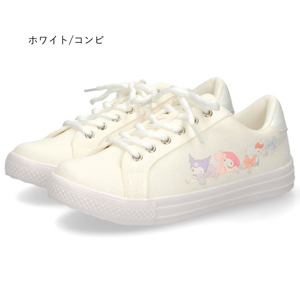 サンリオ スニーカー レディース 黒 白 軽量 ハローキティ マイメロディ シナモロール クロミ 通勤 通学 シューズ おしゃれ 靴 1504 サンリオキャラクターズ SANRIO CHARACTERS