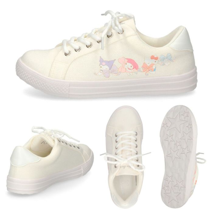 サンリオ スニーカー レディース 黒 白 軽量 ハローキティ マイメロディ シナモロール クロミ 通勤 通学 シューズ おしゃれ 靴 1504 サンリオキャラクターズ SANRIO CHARACTERS