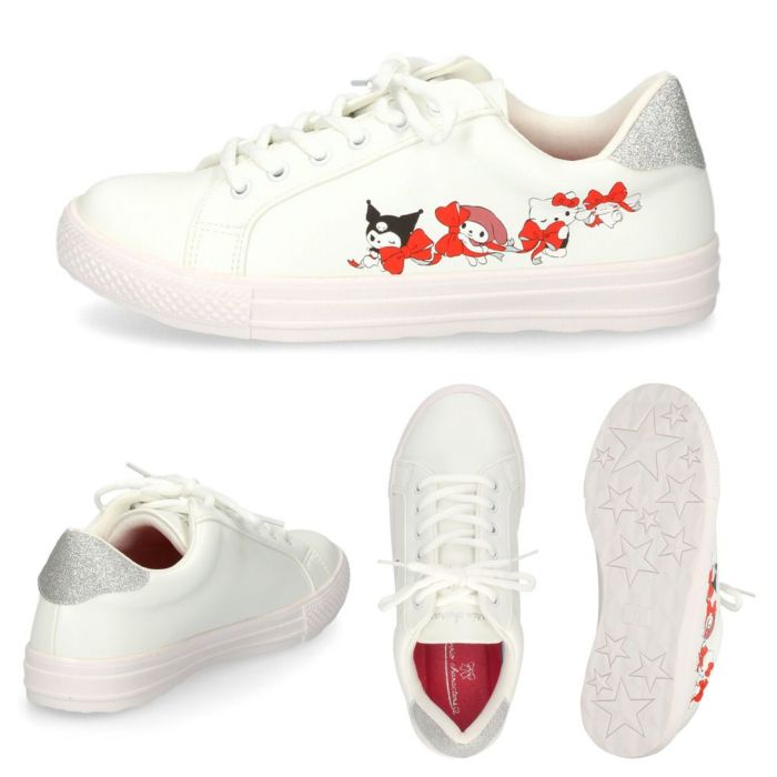 サンリオ スニーカー レディース 黒 白 軽量 ハローキティ マイメロディ シナモロール クロミ 通勤 通学 シューズ おしゃれ 靴 1504 サンリオキャラクターズ SANRIO CHARACTERS