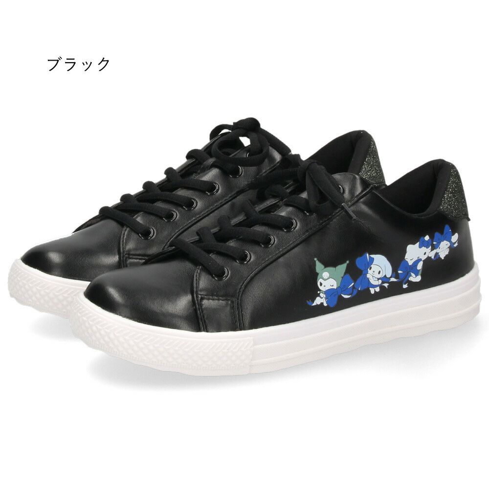サンリオ スニーカー レディース 黒 白 軽量 ハローキティ マイメロディ シナモロール クロミ 通勤 通学 シューズ おしゃれ 靴 1504 サンリオキャラクターズ SANRIO CHARACTERS