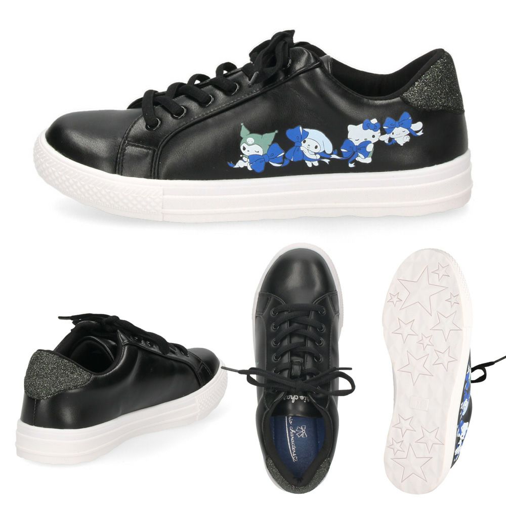 サンリオ スニーカー レディース 黒 白 軽量 ハローキティ マイメロディ シナモロール クロミ 通勤 通学 シューズ おしゃれ 靴 1504 サンリオキャラクターズ SANRIO CHARACTERS