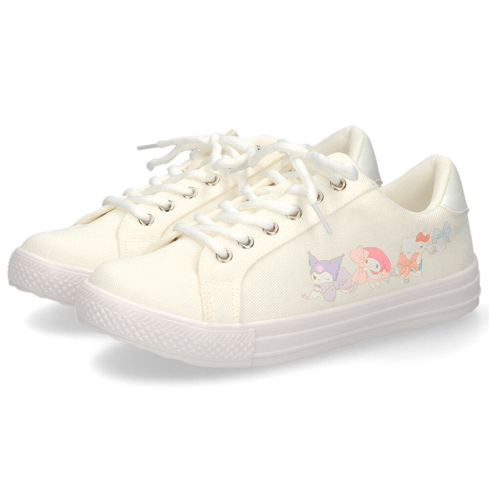 サンリオ スニーカー レディース 黒 白 軽量 ハローキティ マイメロディ シナモロール クロミ 通勤 通学 シューズ おしゃれ 靴 1504 サンリオキャラクターズ SANRIO CHARACTERS