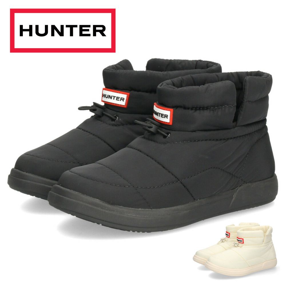 ハンター ブーツ レディース ルームシューズ 冬 暖かい 室内履き スリッパ 中綿 HUNTER イン/アウト コージー パフ サイド ベント ブーティー UFS7112WWU
