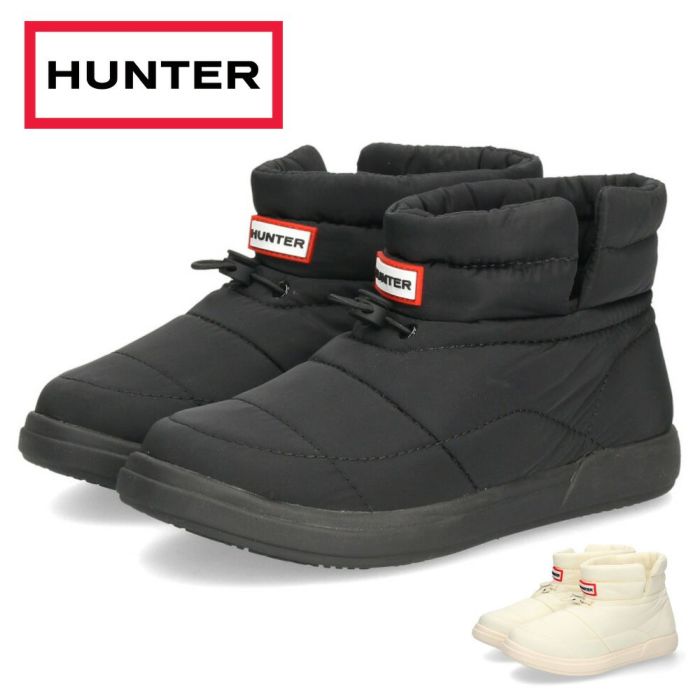 ハンター ブーツ レディース ルームシューズ 冬 暖かい 室内履き スリッパ 中綿 HUNTER イン/アウト コージー パフ サイド ベント ブーティー UFS7112WWU