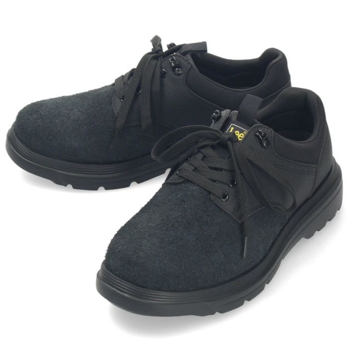 Lee メンズ カジュアルシューズ ビジネス ブラック 黒 スエード リー 靴  シンプル プレーントゥ デイリー ウォーキング 旅行 通勤 軽量 歩きやすい E86215 E86216 