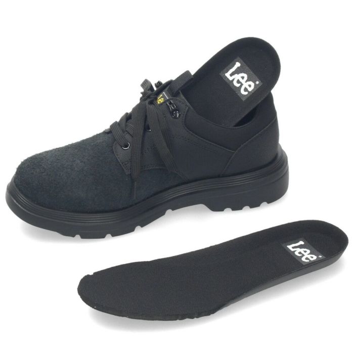 Lee メンズ カジュアルシューズ ビジネス ブラック 黒 スエード リー 靴  シンプル プレーントゥ デイリー ウォーキング 旅行 通勤 軽量 歩きやすい E86215 E86216 