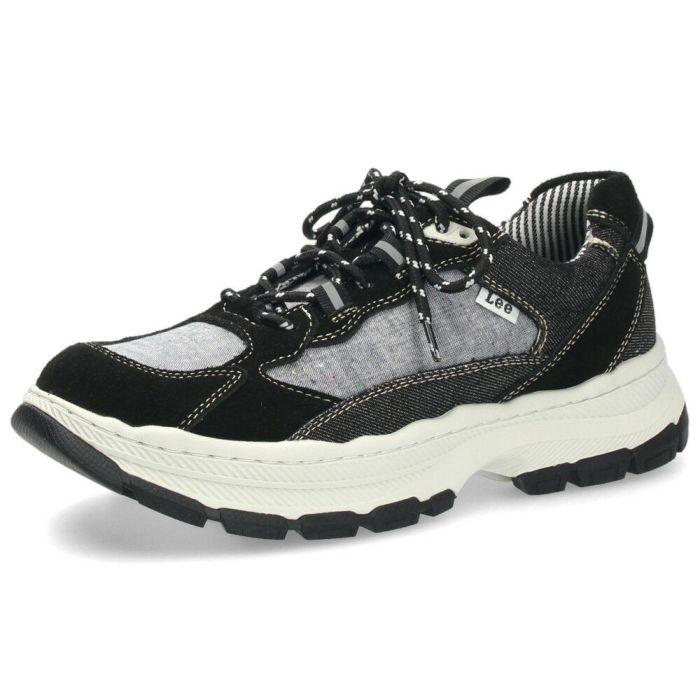 Lee スニーカー メンズ 靴 黒 ブラック 厚底 本革 レザー デニム 紐 歩きやすい カジュアル リー E86212