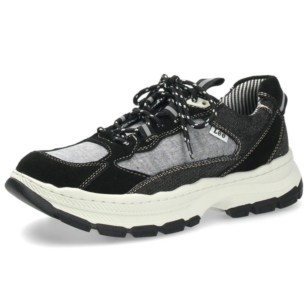 Lee スニーカー メンズ 靴 黒 ブラック 厚底 本革 レザー デニム 紐 歩きやすい カジュアル リー E86212