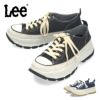 Lee スニーカー メンズ デニム 大人 厚底 カジュアル ボリュームソール 靴 紐靴 スエード カジュアルシューズ 黒 ブラック ネイビー リー E86217