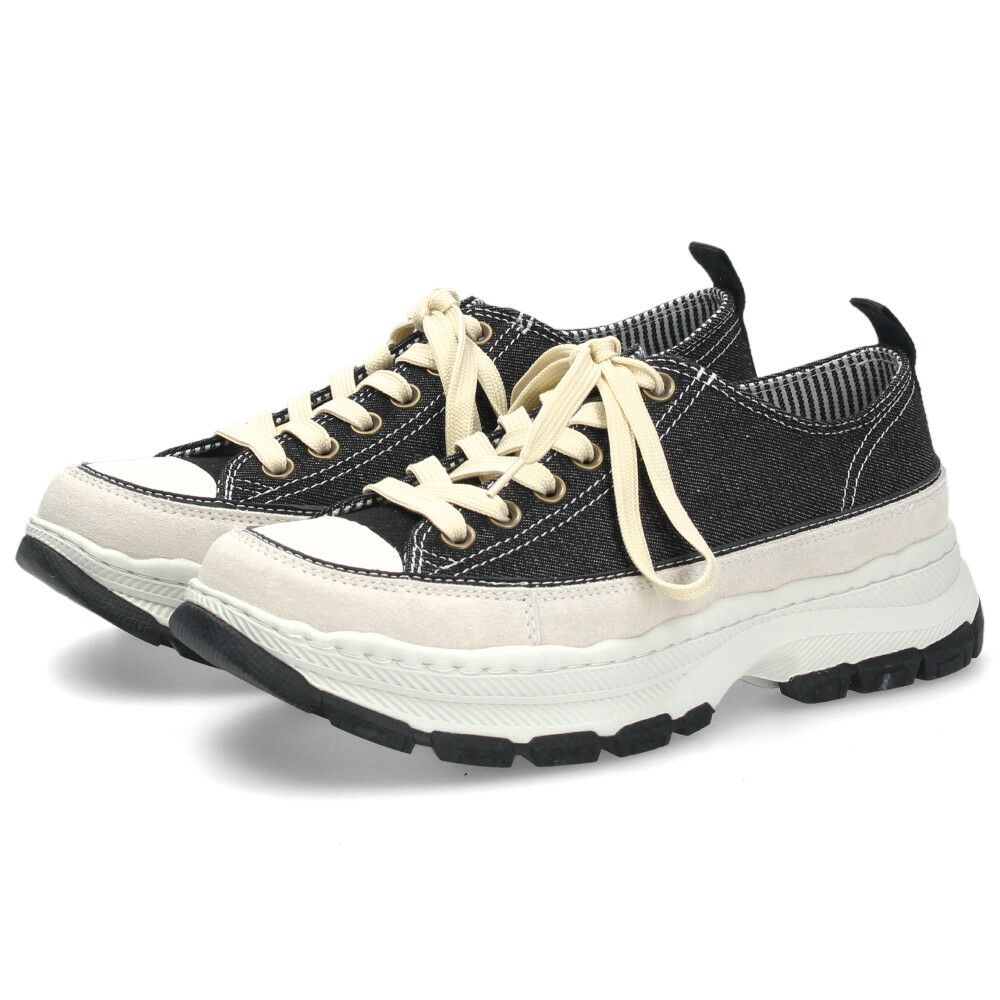 Lee スニーカー メンズ デニム 大人 厚底 カジュアル ボリュームソール 靴 紐靴 スエード カジュアルシューズ 黒 ブラック ネイビー リー E86217