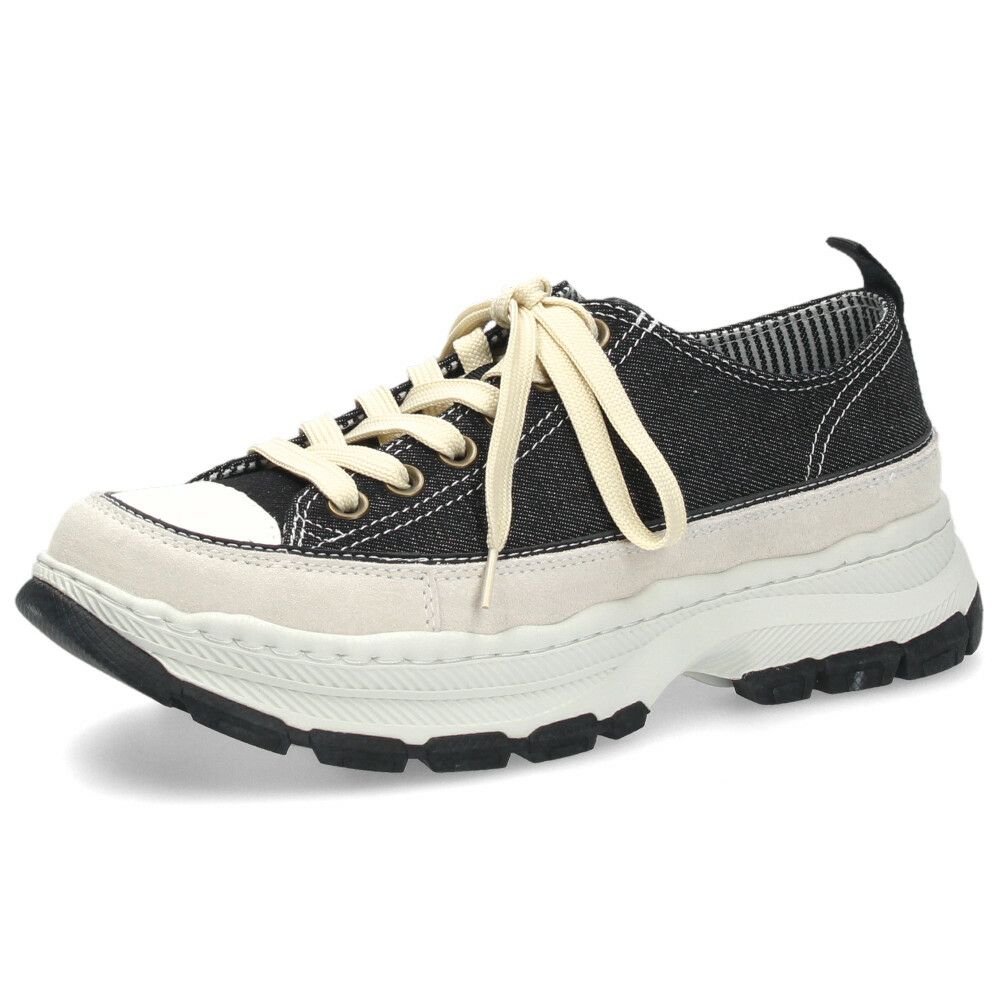 Lee スニーカー メンズ デニム 大人 厚底 カジュアル ボリュームソール 靴 紐靴 スエード カジュアルシューズ 黒 ブラック ネイビー リー E86217