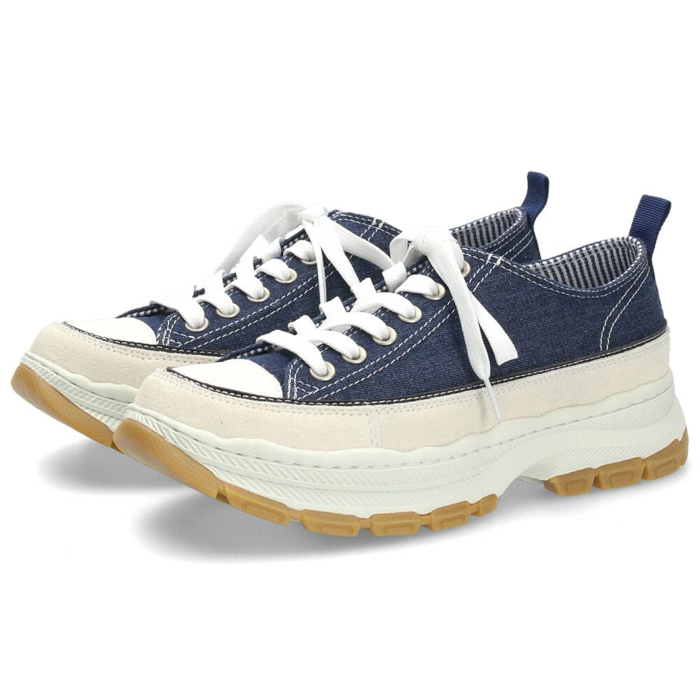 Lee スニーカー メンズ デニム 大人 厚底 カジュアル ボリュームソール 靴 紐靴 スエード カジュアルシューズ 黒 ブラック ネイビー リー E86217