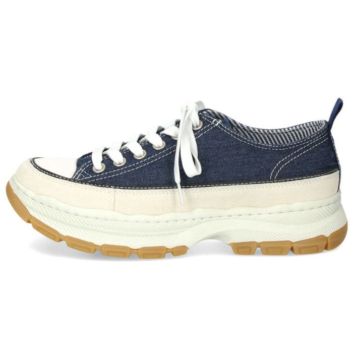 Lee スニーカー メンズ デニム 大人 厚底 カジュアル ボリュームソール 靴 紐靴 スエード カジュアルシューズ 黒 ブラック ネイビー リー E86217