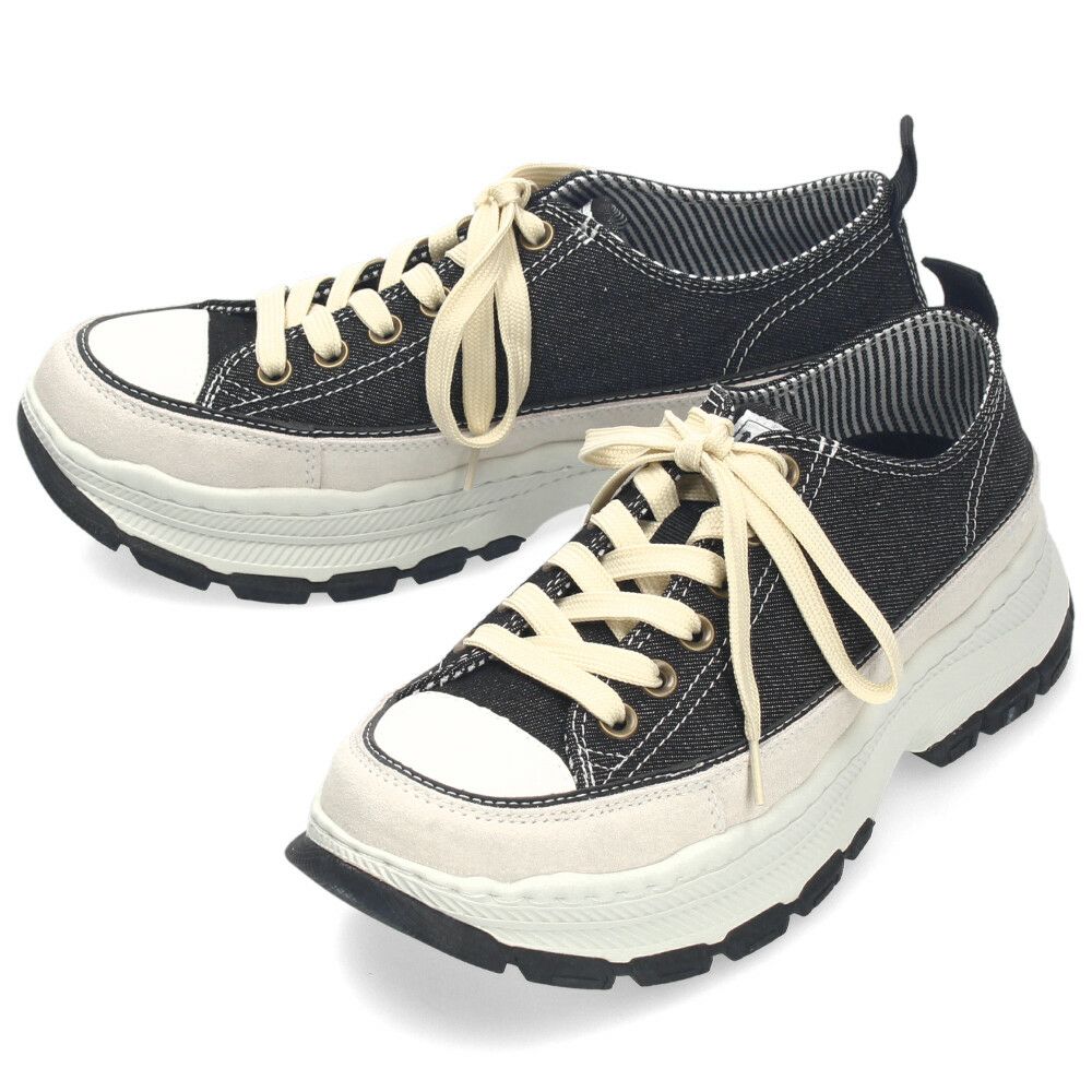 Lee スニーカー メンズ デニム 大人 厚底 カジュアル ボリュームソール 靴 紐靴 スエード カジュアルシューズ 黒 ブラック ネイビー リー E86217