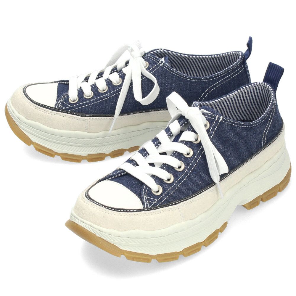 Lee スニーカー メンズ デニム 大人 厚底 カジュアル ボリュームソール 靴 紐靴 スエード カジュアルシューズ 黒 ブラック ネイビー リー E86217